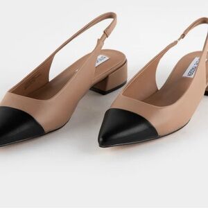 Steve Madden Beige and Black Flats with Slingback Strap